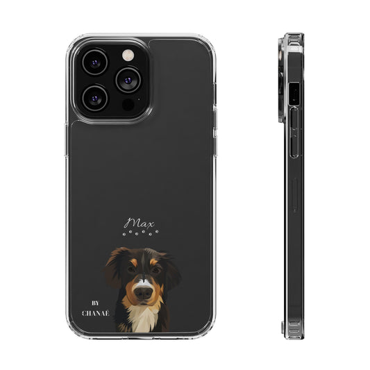 Mini-FurBaby + Name Custom iPhone & Samsung Clear Case (PopSocket Positioned)