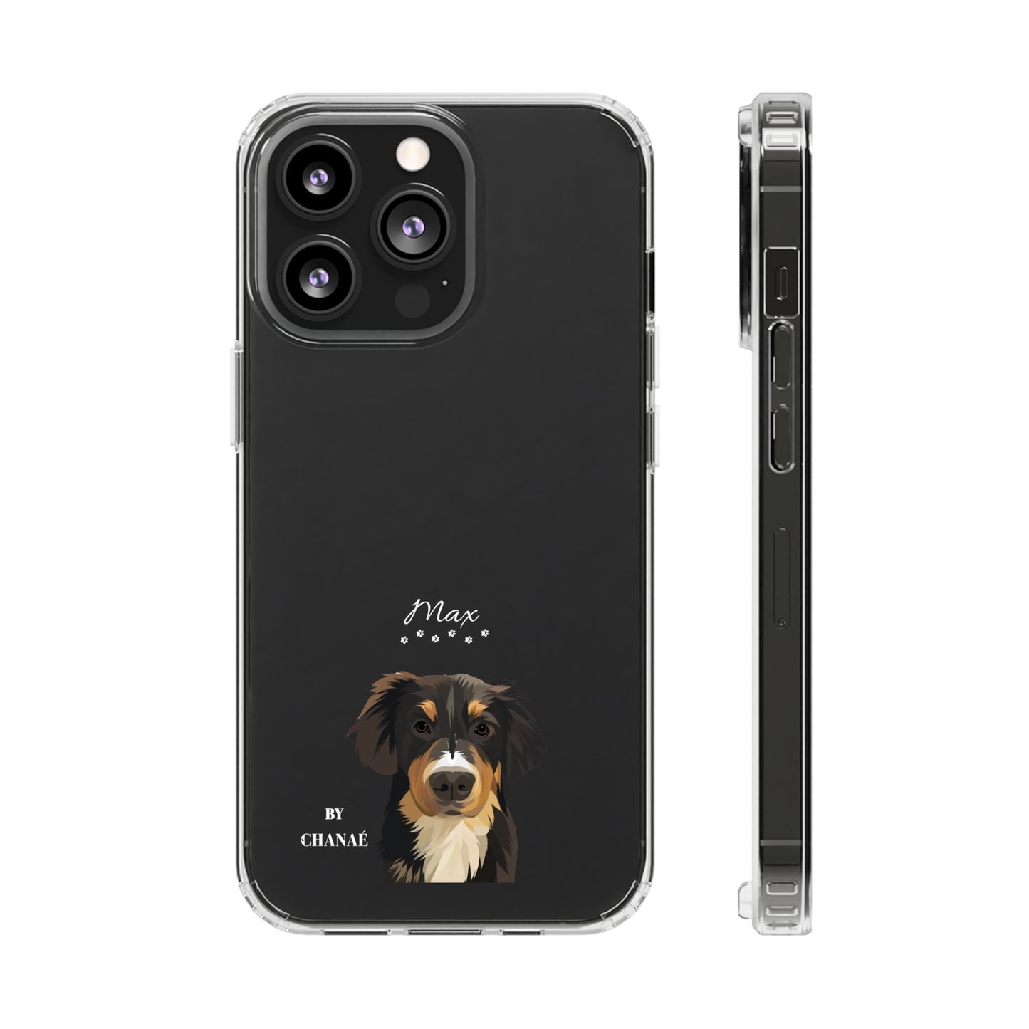 Mini-FurBaby + Name Custom iPhone & Samsung Clear Case (PopSocket Positioned)