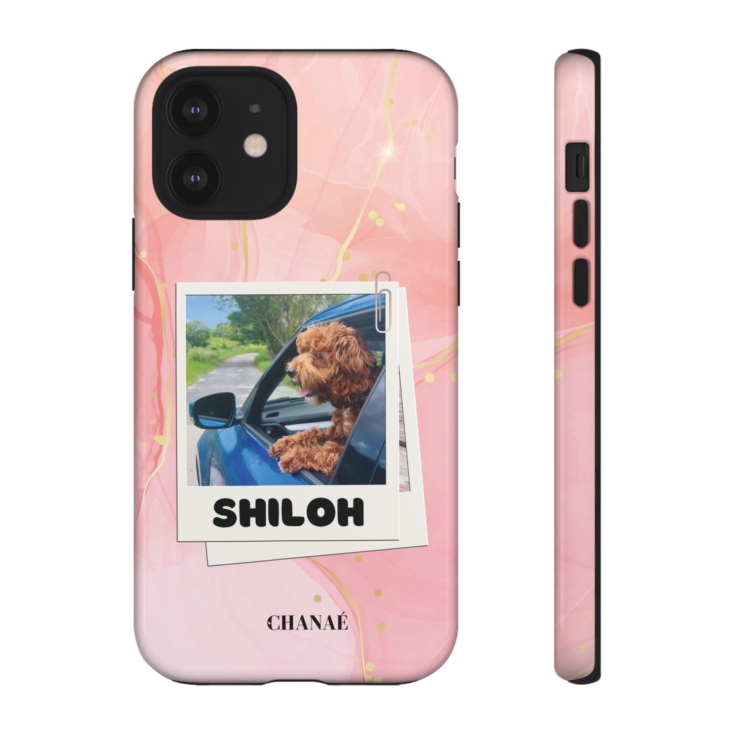 Customisable FurBaby Polaroid iPhone "Tough" Case (Pink Sparkle)