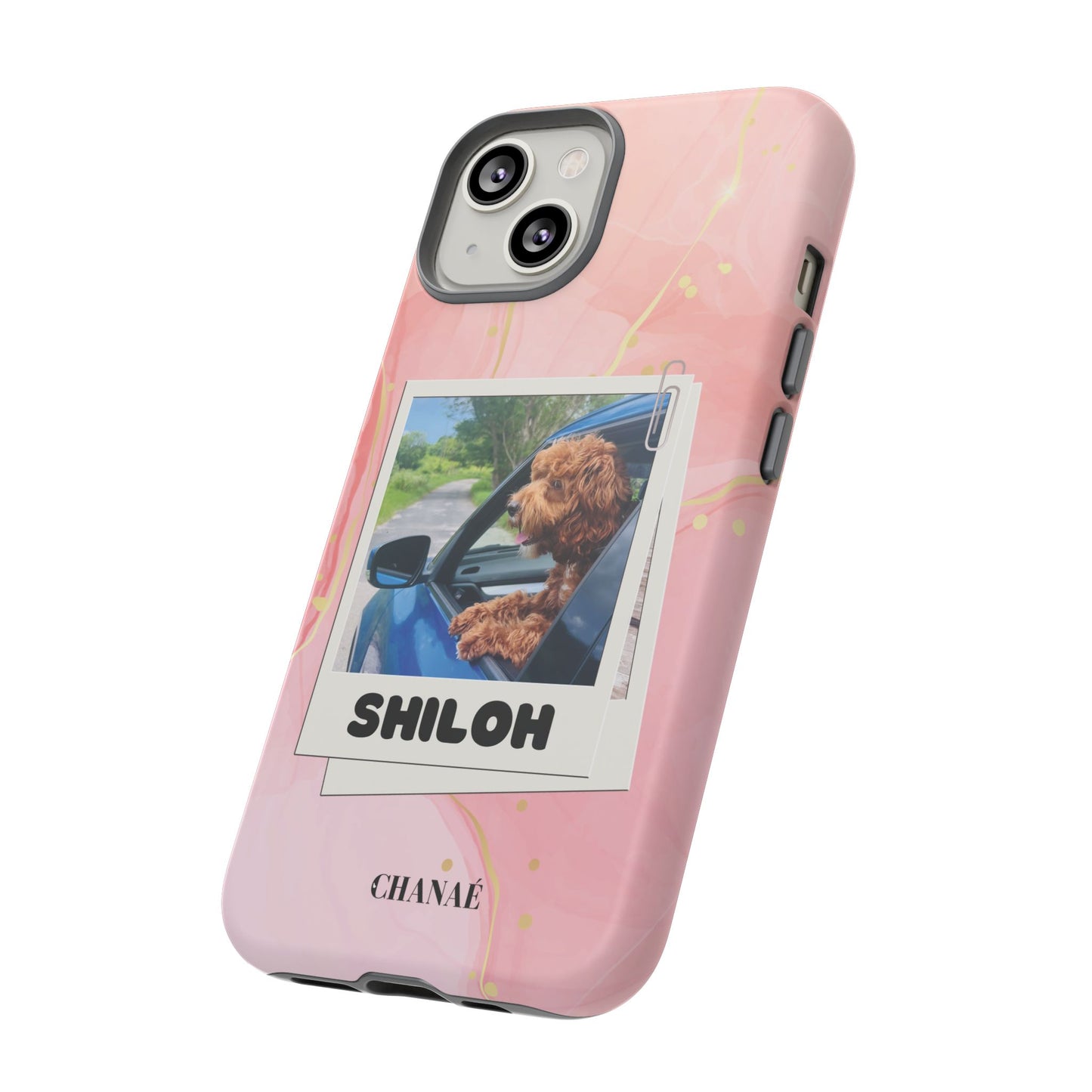 Customisable FurBaby Polaroid iPhone "Tough" Case (Pink Sparkle)