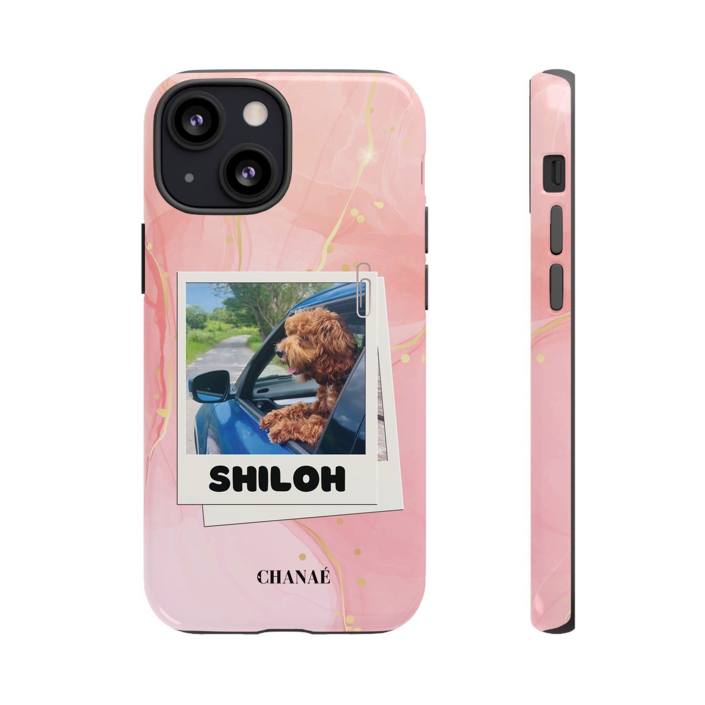 Customisable FurBaby Polaroid iPhone "Tough" Case (Pink Sparkle)