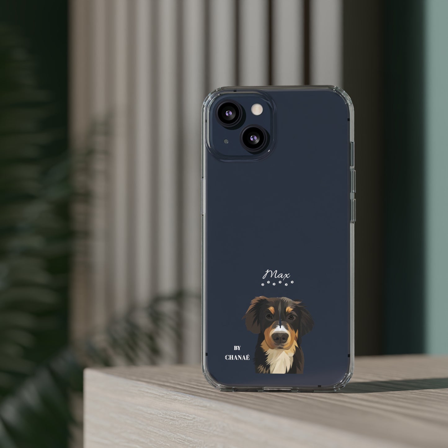 Mini-FurBaby + Name Custom iPhone & Samsung Clear Case (PopSocket Positioned)