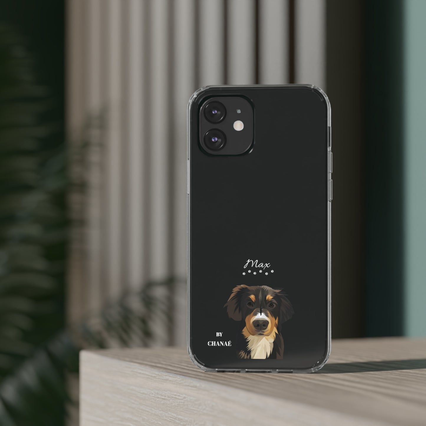 Mini-FurBaby + Name Custom iPhone & Samsung Clear Case (PopSocket Positioned)