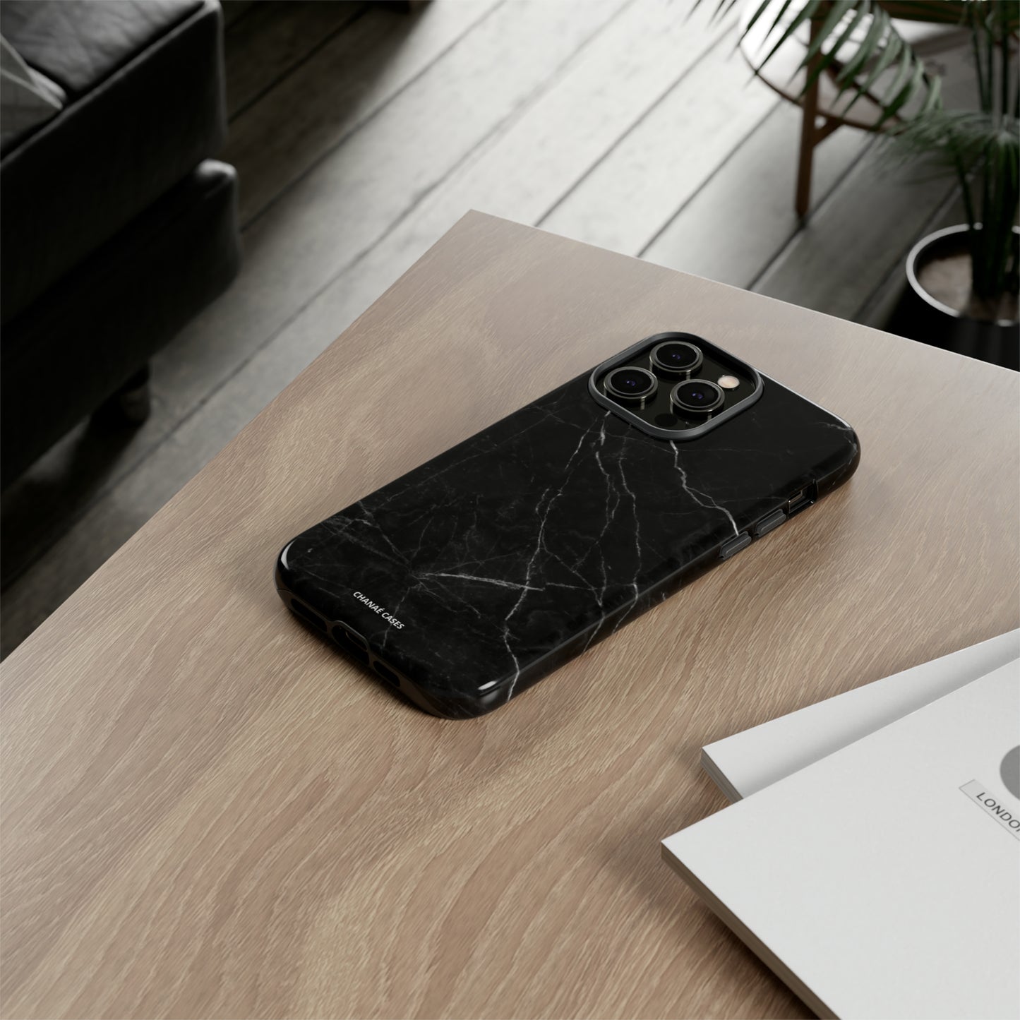 Titan Marble iPhone "Tough" Case (Black)