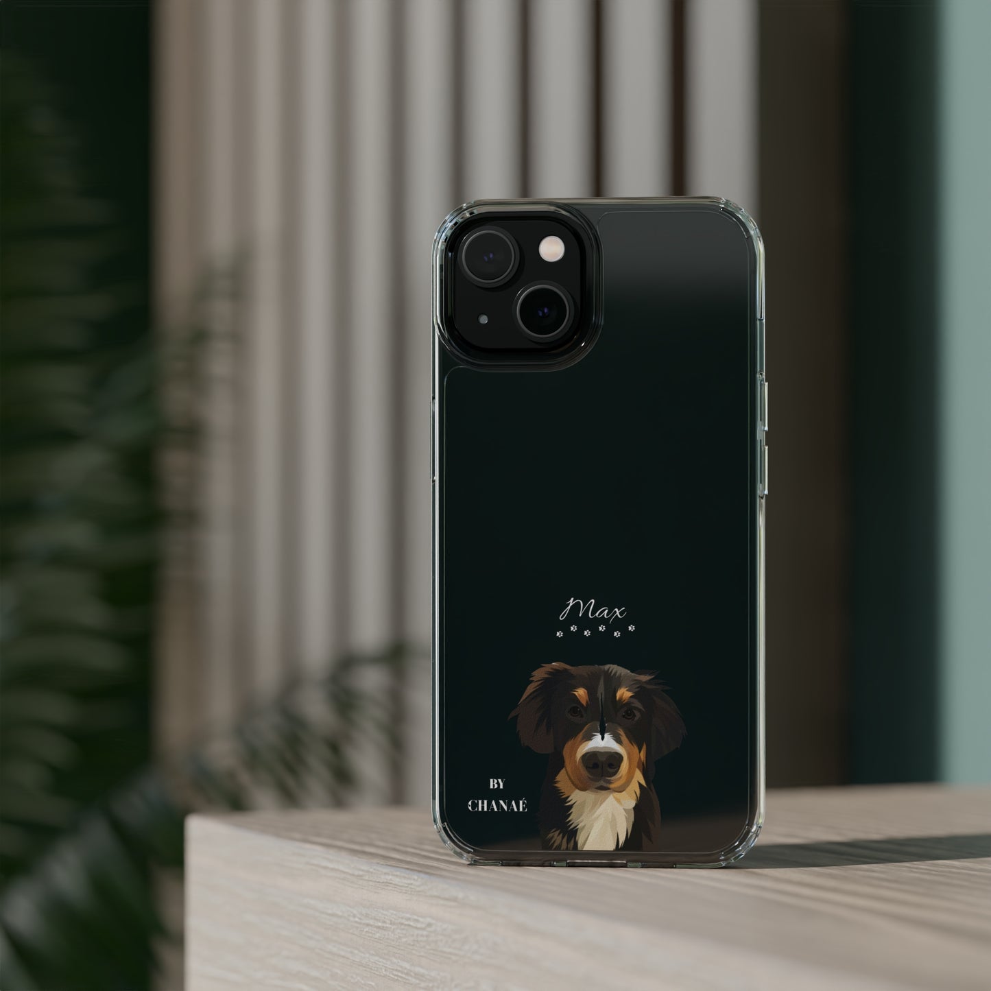 Mini-FurBaby + Name Custom iPhone & Samsung Clear Case (PopSocket Positioned)