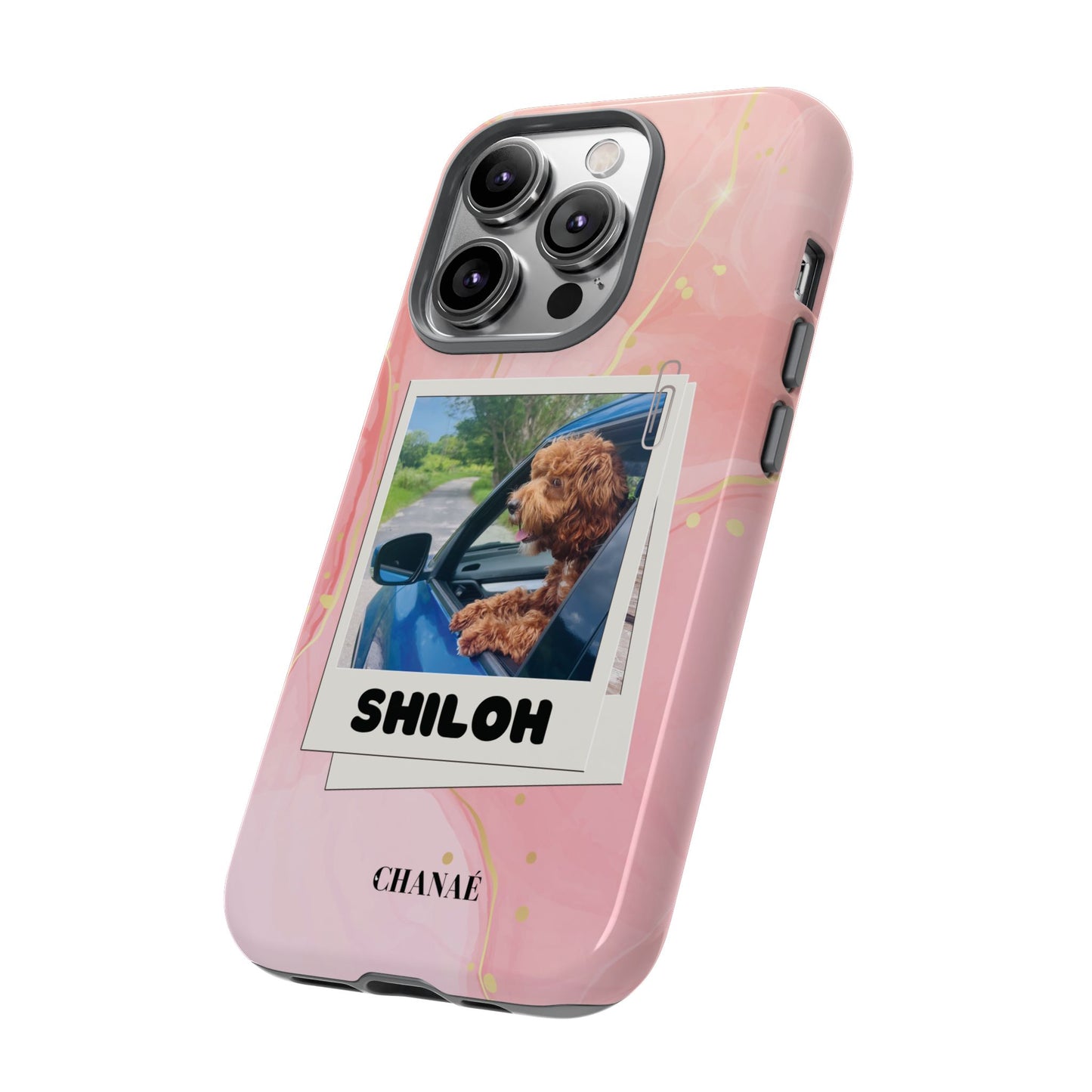 Customisable FurBaby Polaroid iPhone "Tough" Case (Pink Sparkle)