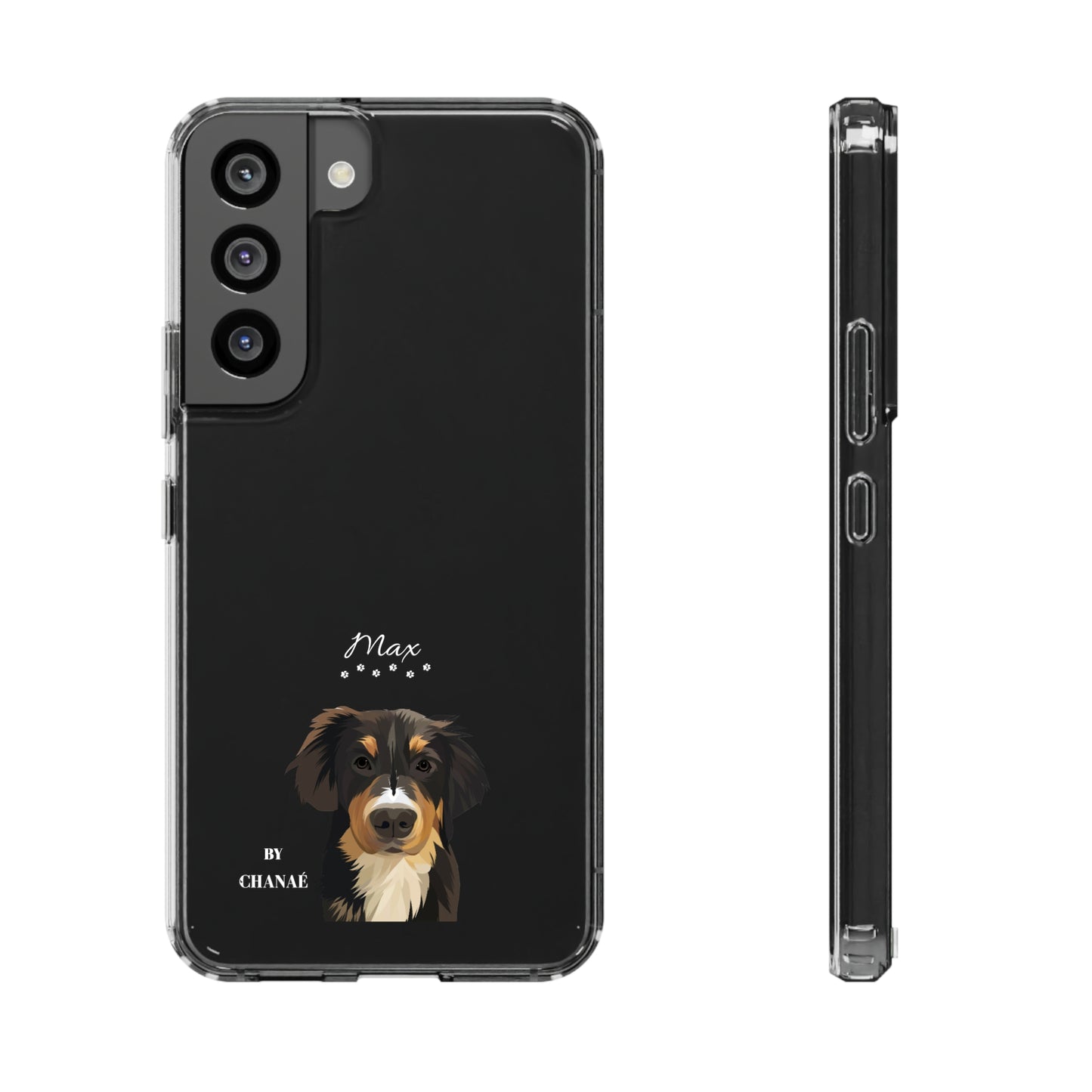 Mini-FurBaby + Name Custom iPhone & Samsung Clear Case (PopSocket Positioned)