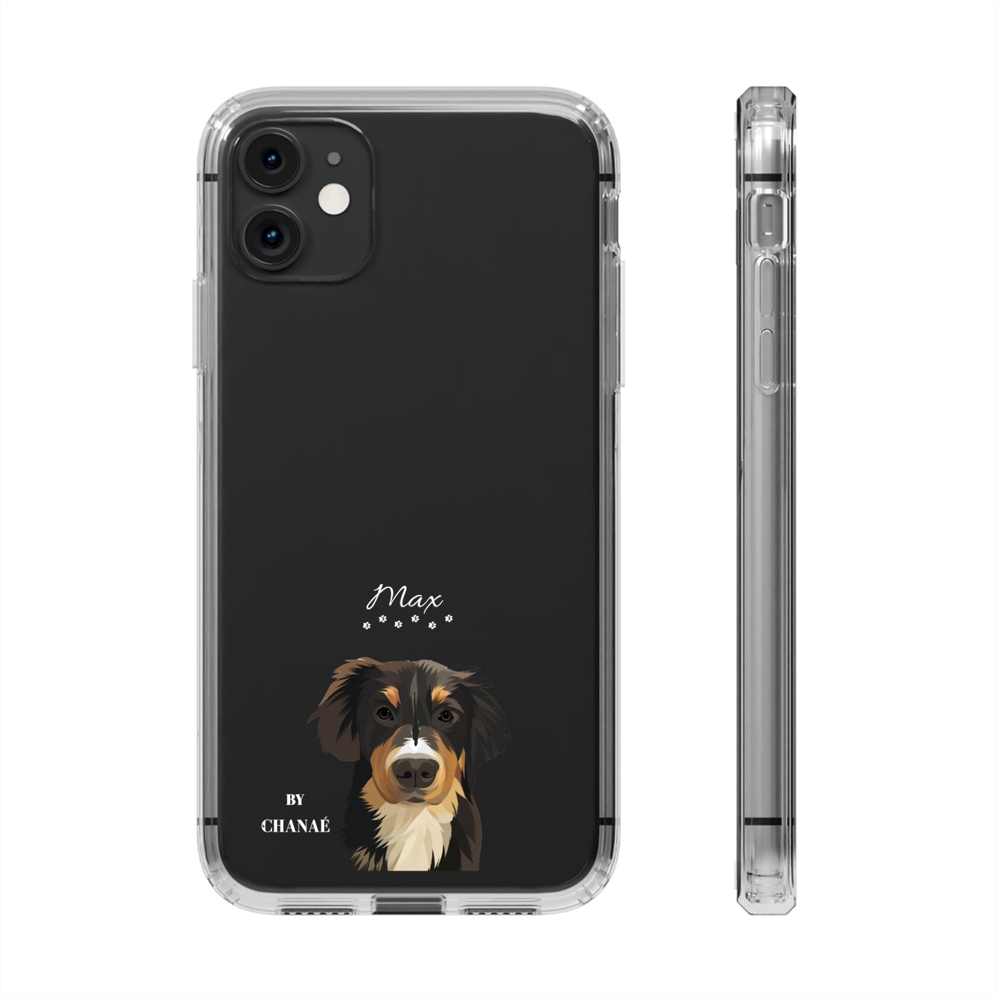 Mini-FurBaby + Name Custom iPhone & Samsung Clear Case (PopSocket Positioned)