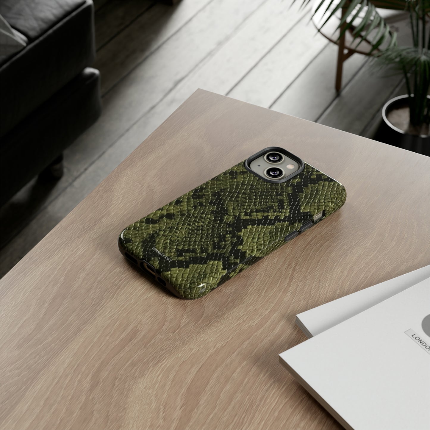 Snake Print iPhone "Tough" Case (Green)