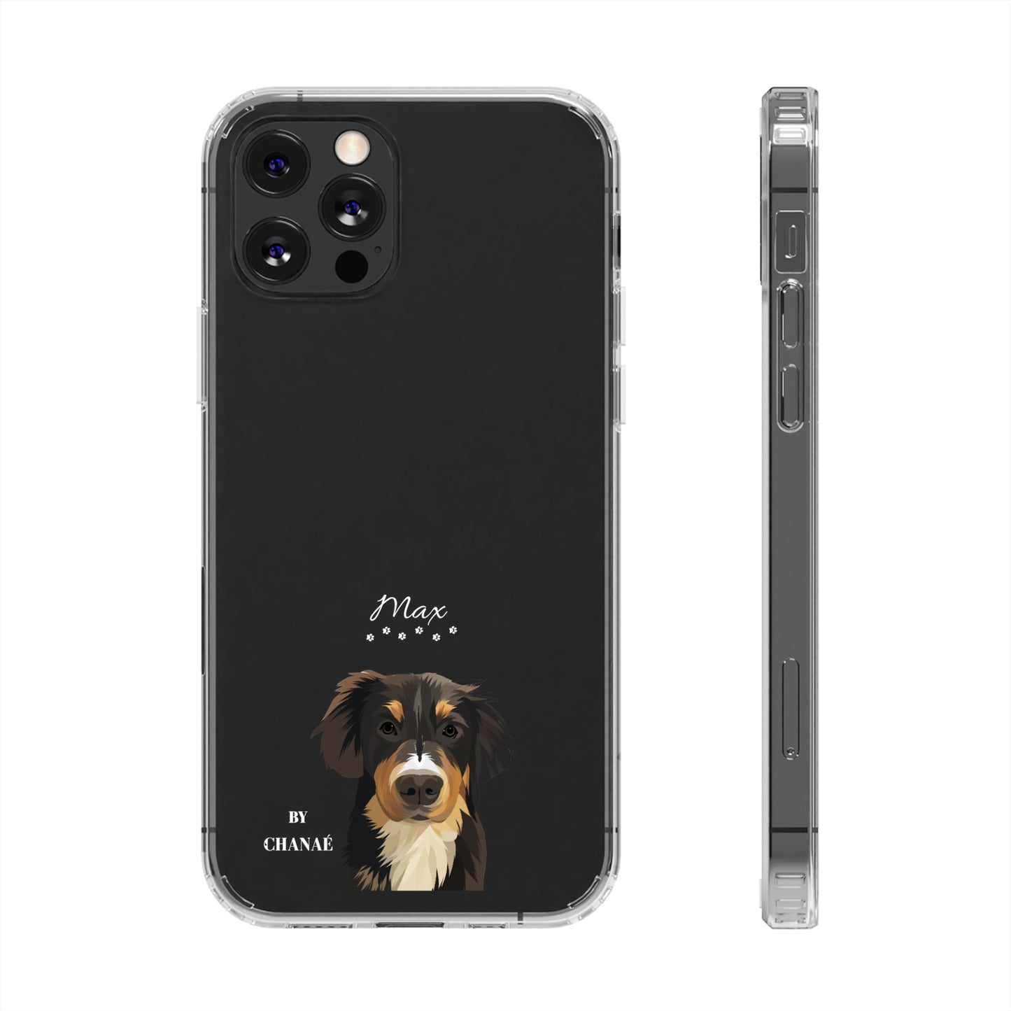 Mini-FurBaby + Name Custom iPhone & Samsung Clear Case (PopSocket Positioned)