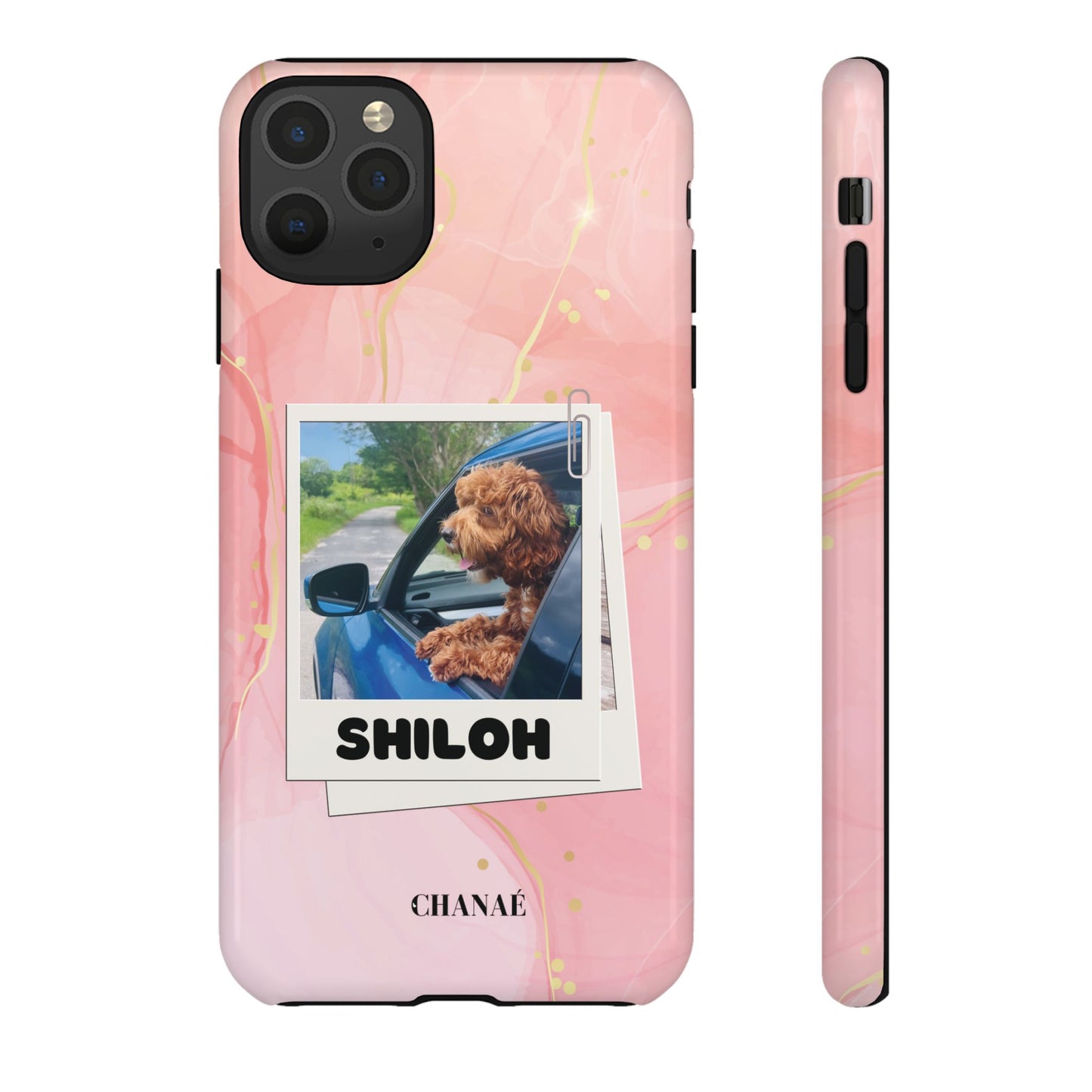 Customisable FurBaby Polaroid iPhone "Tough" Case (Pink Sparkle)