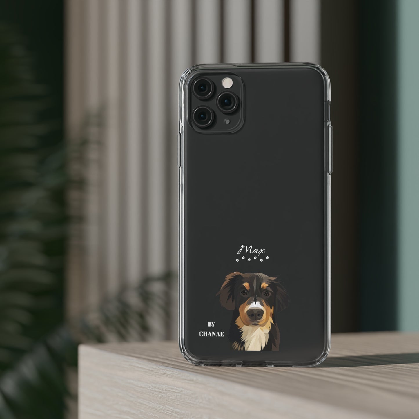 Mini-FurBaby + Name Custom iPhone & Samsung Clear Case (PopSocket Positioned)