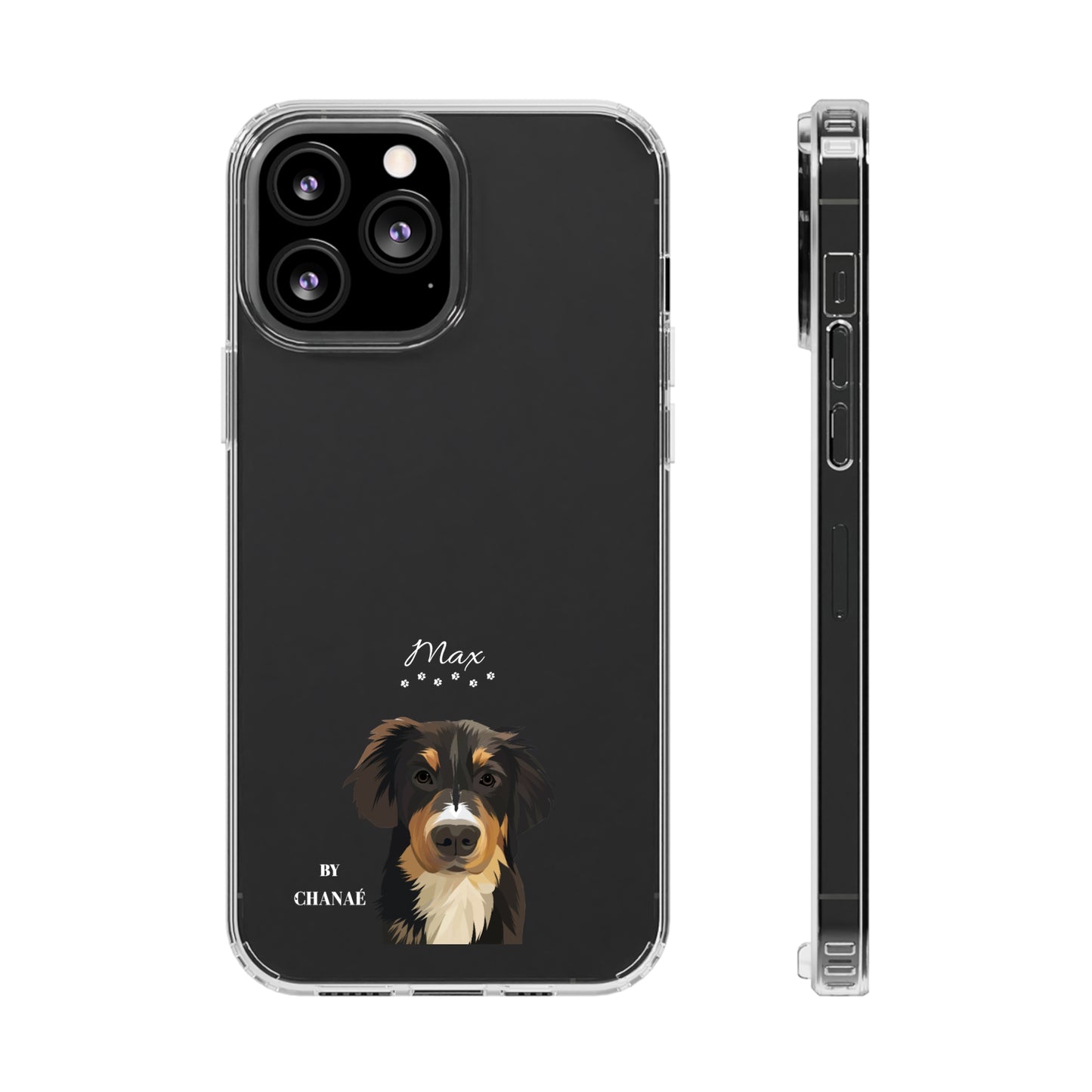 Mini-FurBaby + Name Custom iPhone & Samsung Clear Case (PopSocket Positioned)