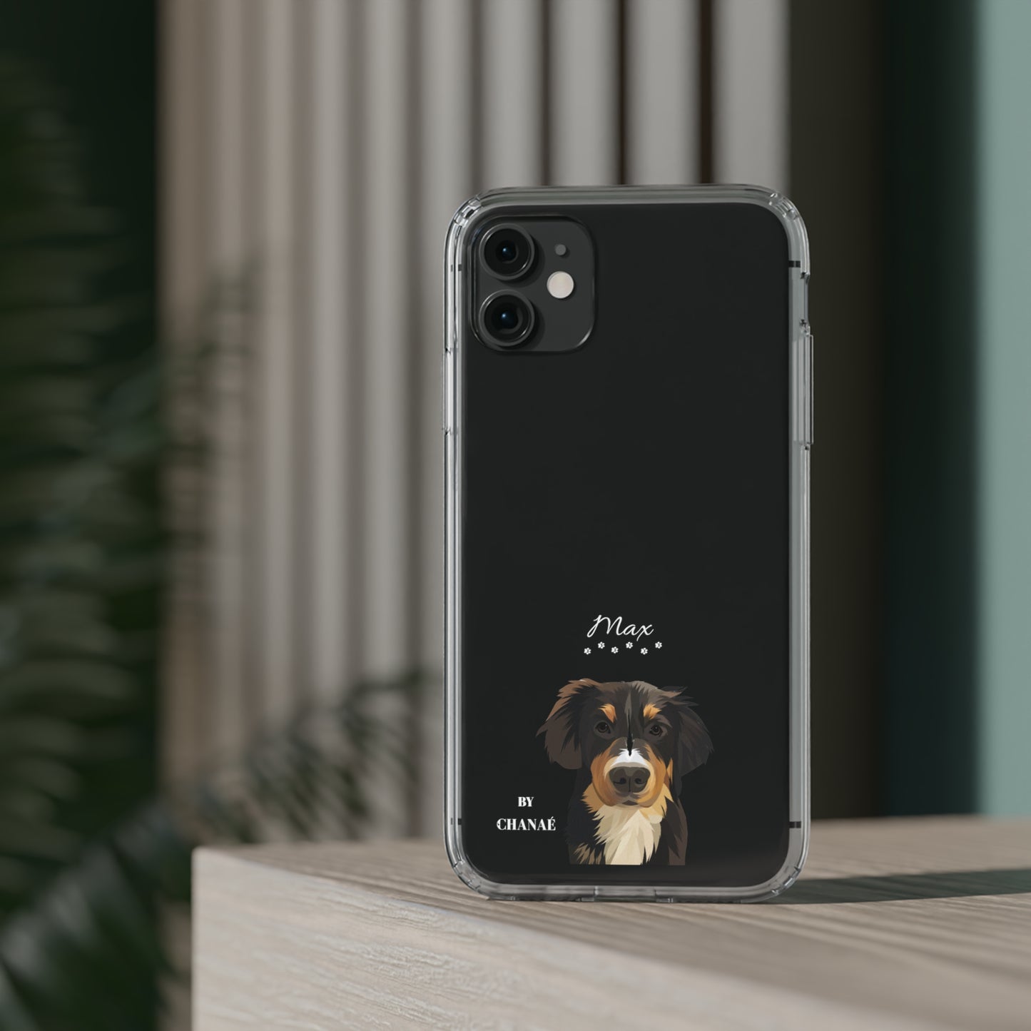 Mini-FurBaby + Name Custom iPhone & Samsung Clear Case (PopSocket Positioned)