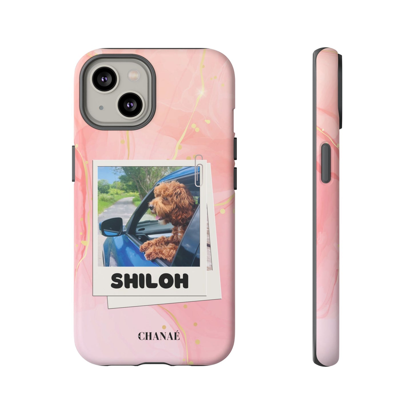 Customisable FurBaby Polaroid iPhone "Tough" Case (Pink Sparkle)