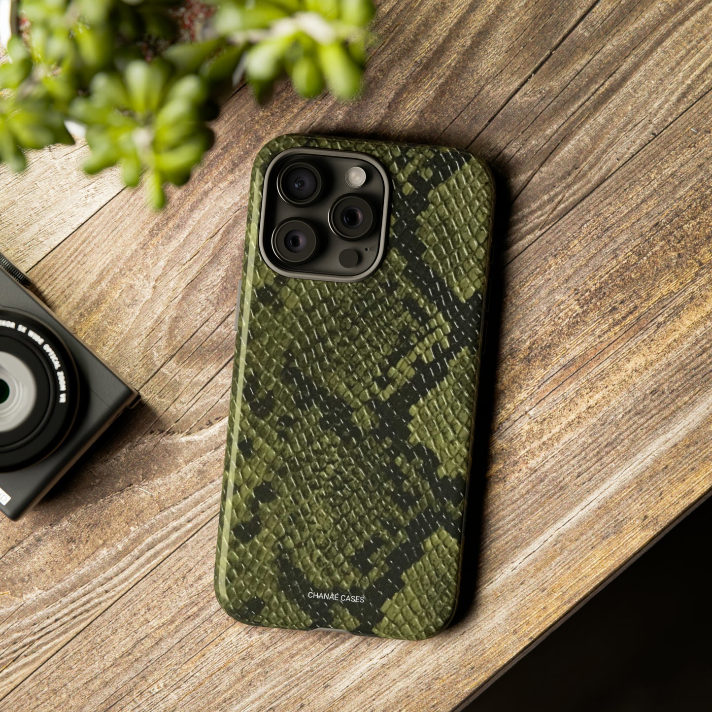 Snake Print iPhone "Tough" Case (Green)