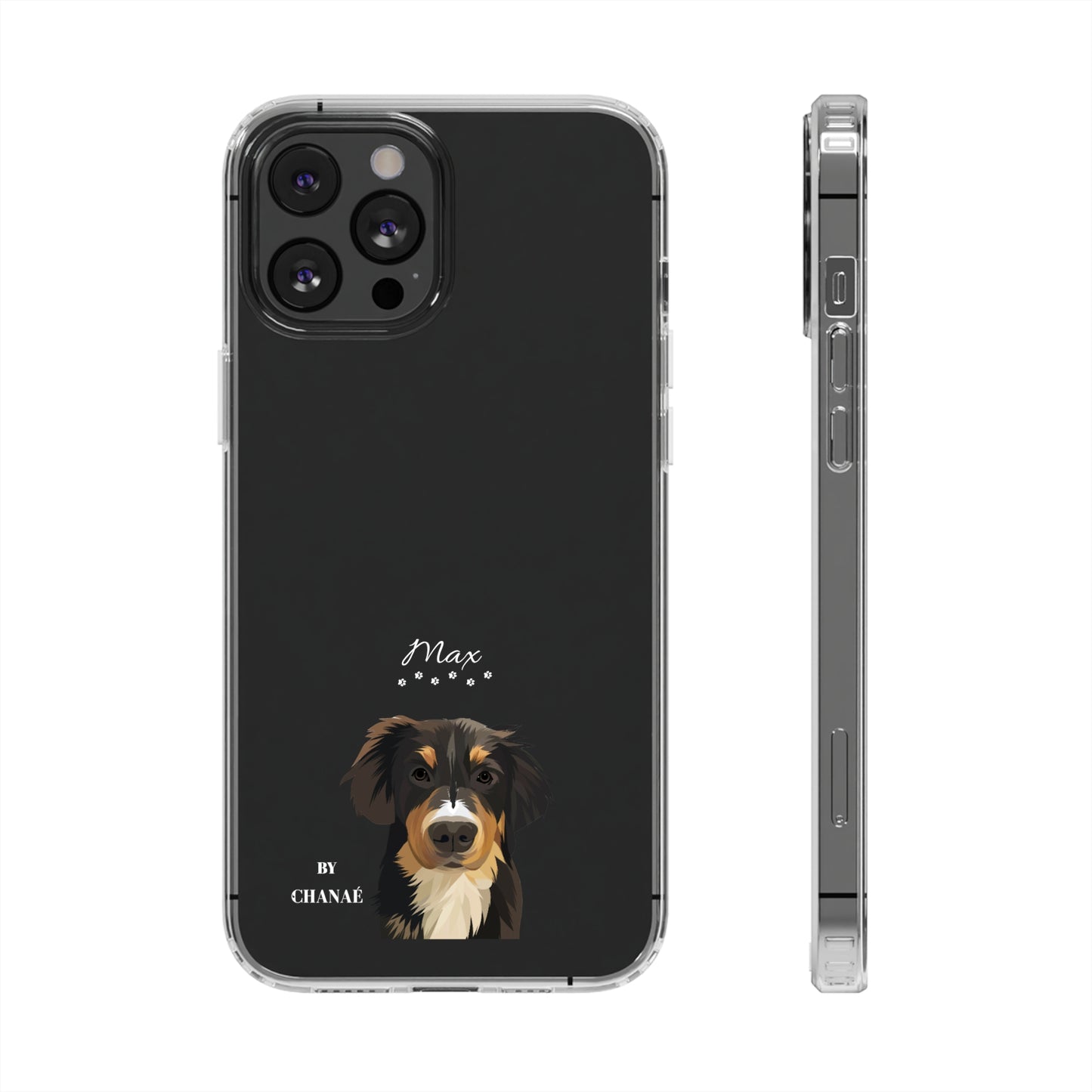 Mini-FurBaby + Name Custom iPhone & Samsung Clear Case (PopSocket Positioned)