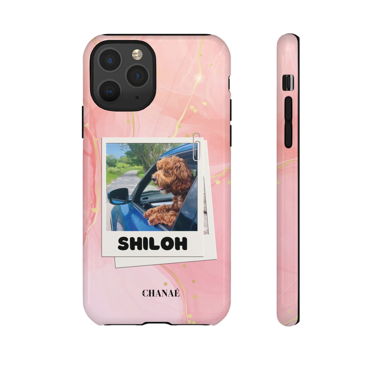 Customisable FurBaby Polaroid iPhone "Tough" Case (Pink Sparkle)