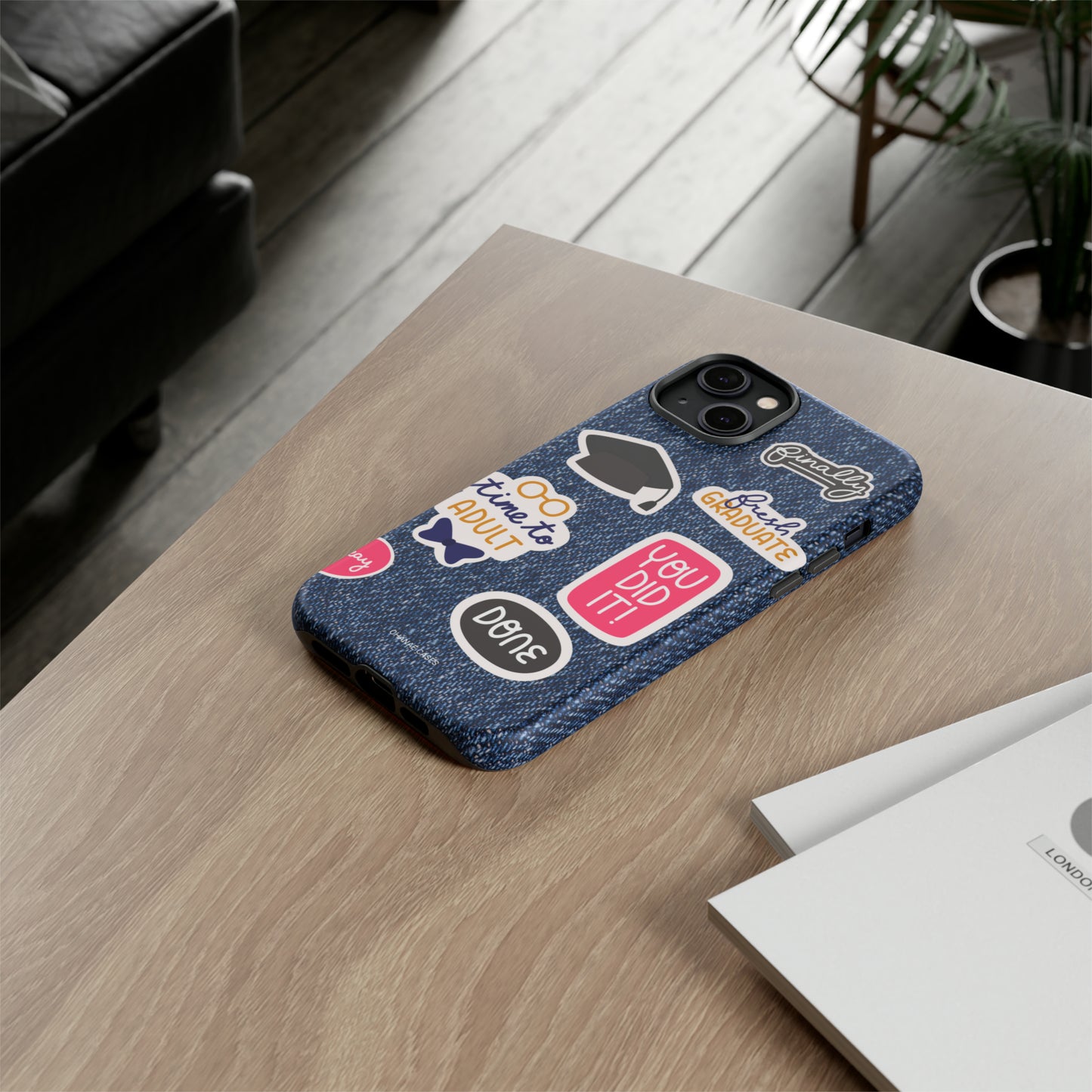 Just Graduated! iPhone "Tough" Case (Blue Denim)