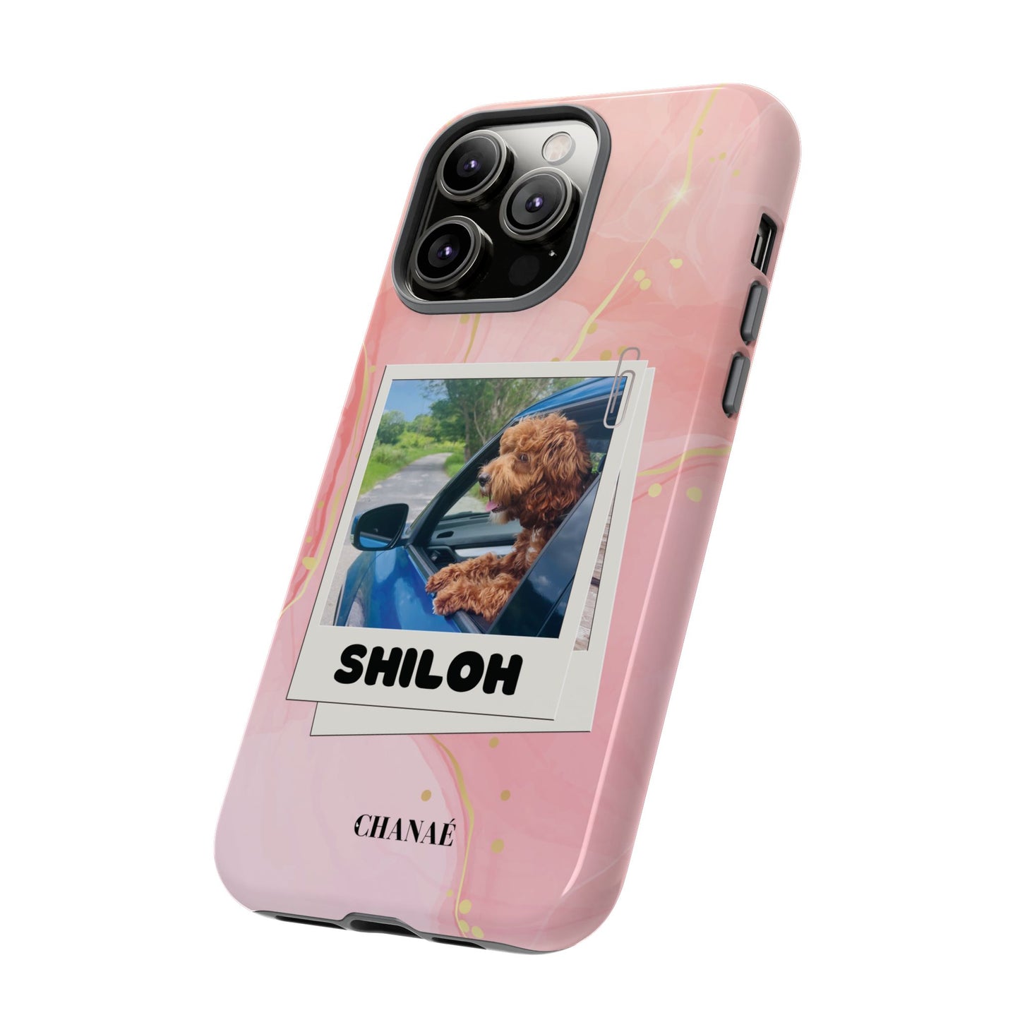 Customisable FurBaby Polaroid iPhone "Tough" Case (Pink Sparkle)