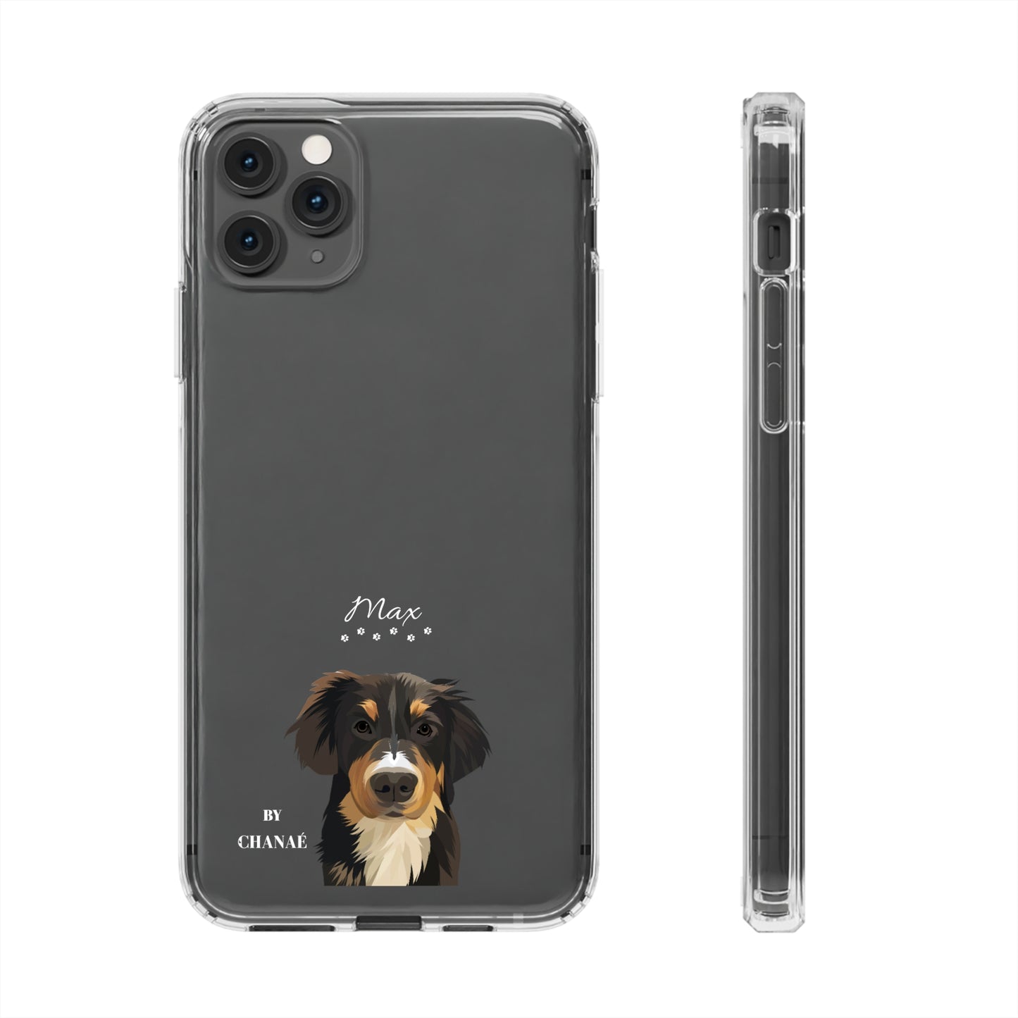 Mini-FurBaby + Name Custom iPhone & Samsung Clear Case (PopSocket Positioned)