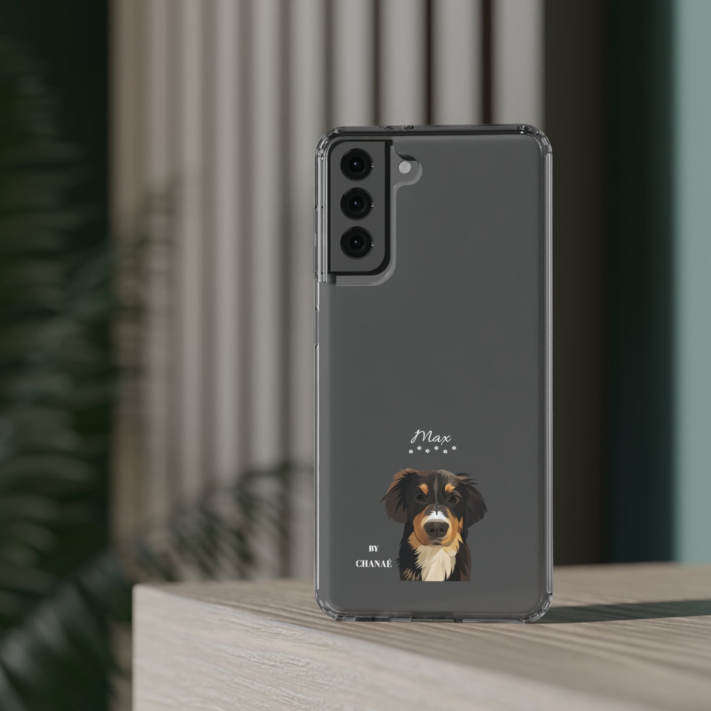 Mini-FurBaby + Name Custom iPhone & Samsung Clear Case (PopSocket Positioned)