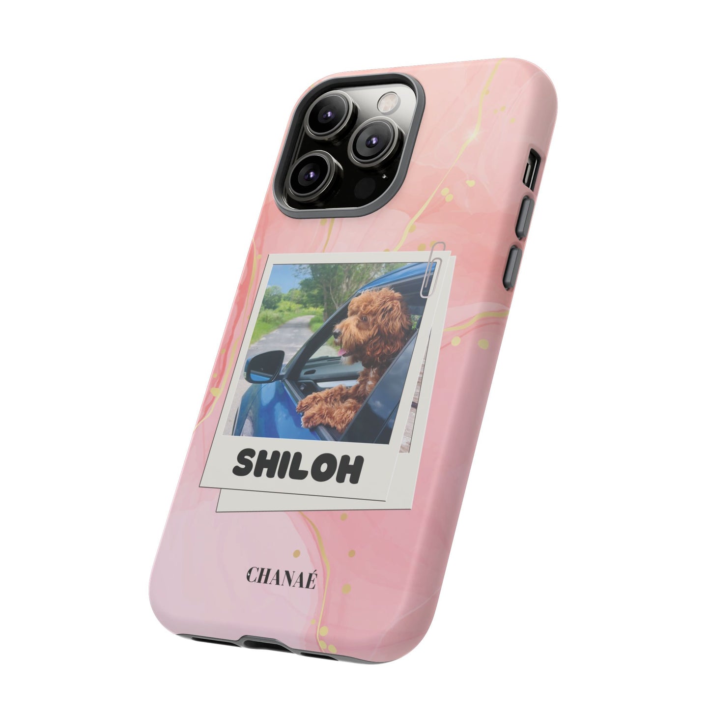 Customisable FurBaby Polaroid iPhone "Tough" Case (Pink Sparkle)