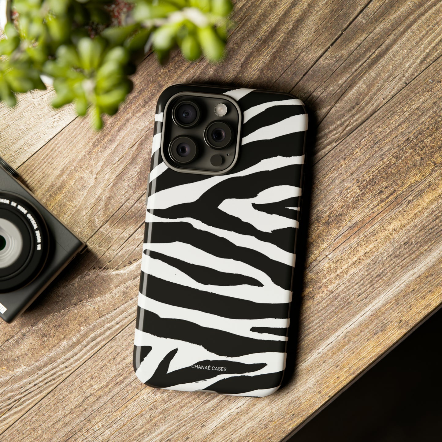 Zebra Print iPhone "Tough" Case (White/Black)