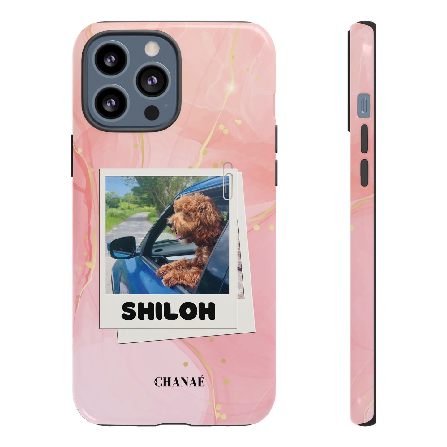 Customisable FurBaby Polaroid iPhone "Tough" Case (Pink Sparkle)