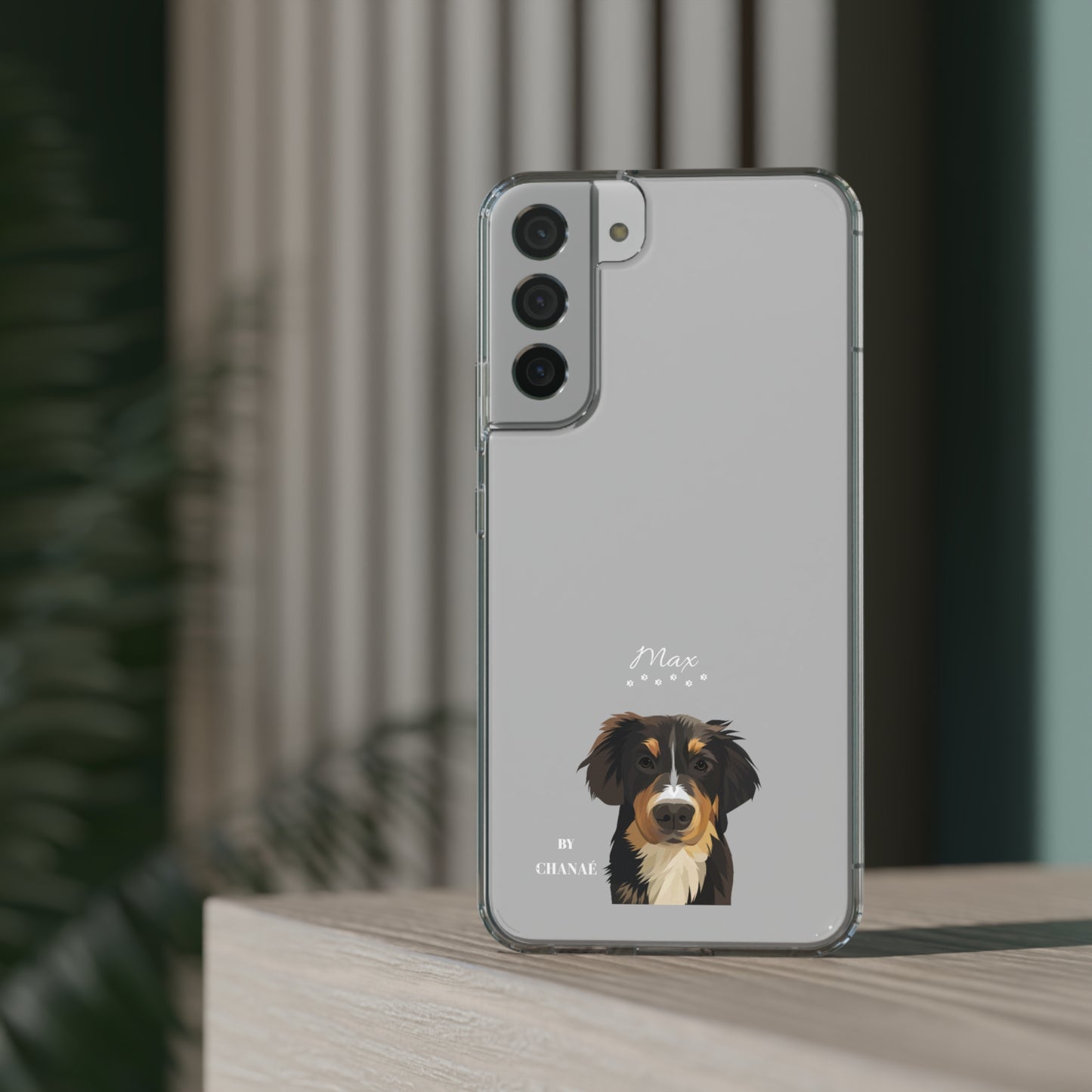 Mini-FurBaby + Name Custom iPhone & Samsung Clear Case (PopSocket Positioned)