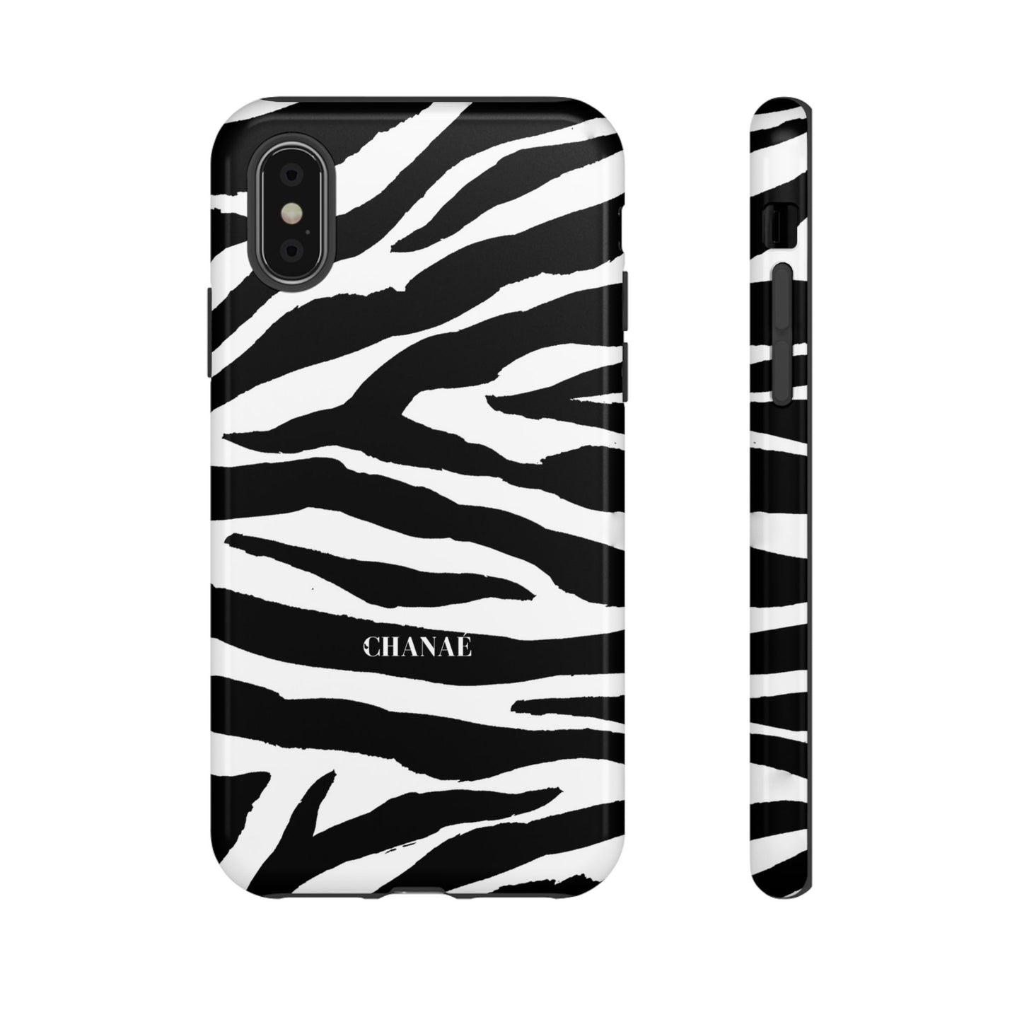 Zebra Print iPhone "Tough" Case (White/Black)