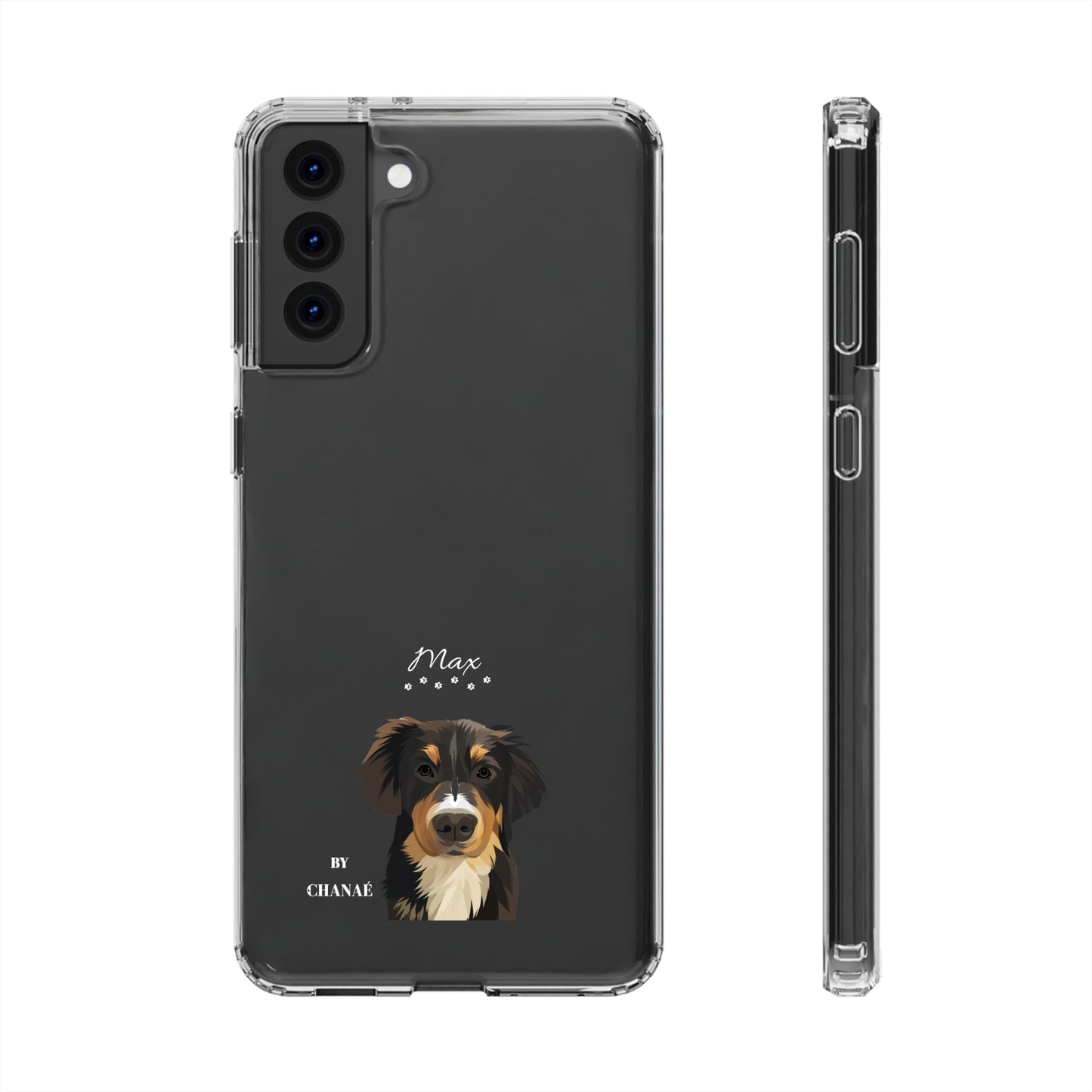 Mini-FurBaby + Name Custom iPhone & Samsung Clear Case (PopSocket Positioned)