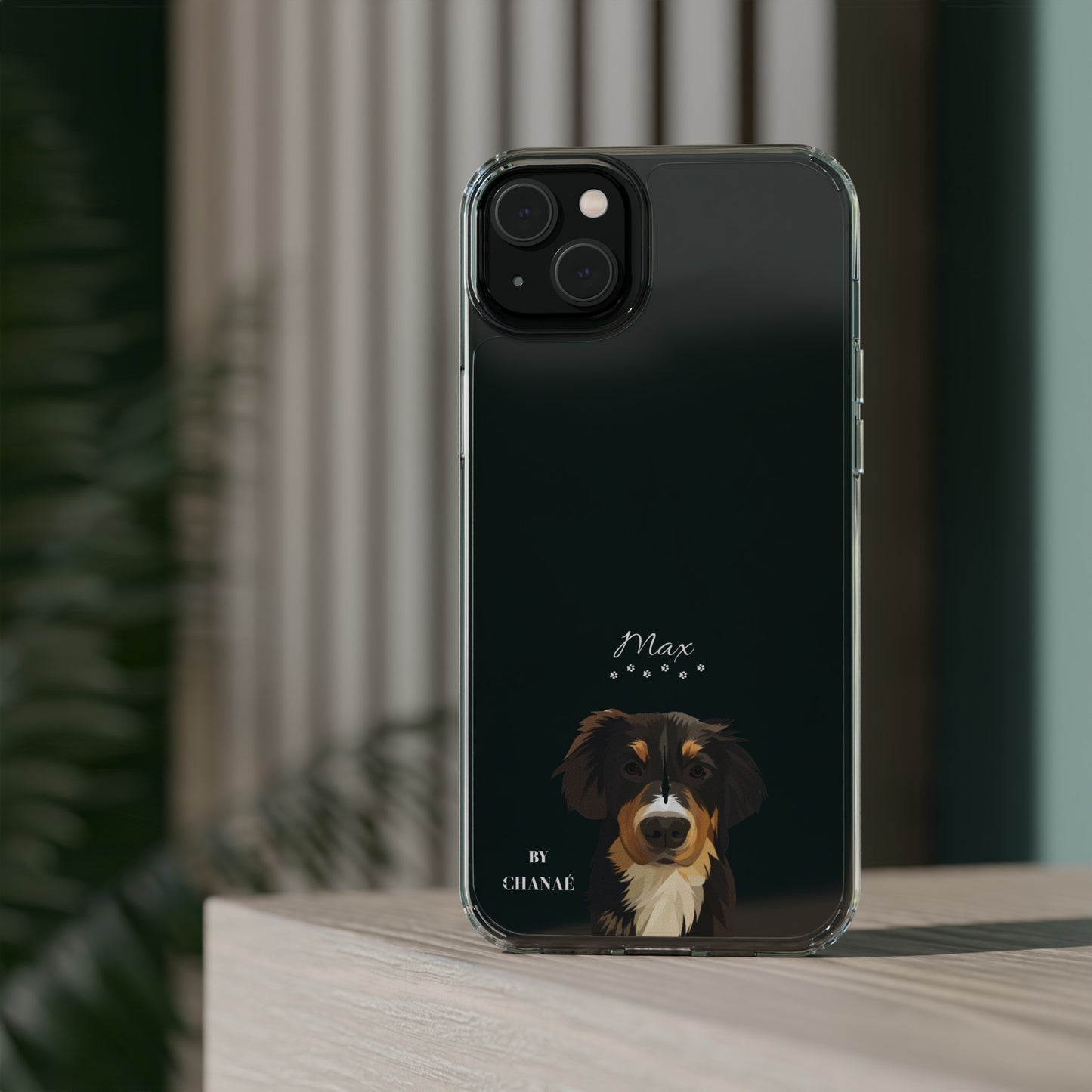 Mini-FurBaby + Name Custom iPhone & Samsung Clear Case (PopSocket Positioned)