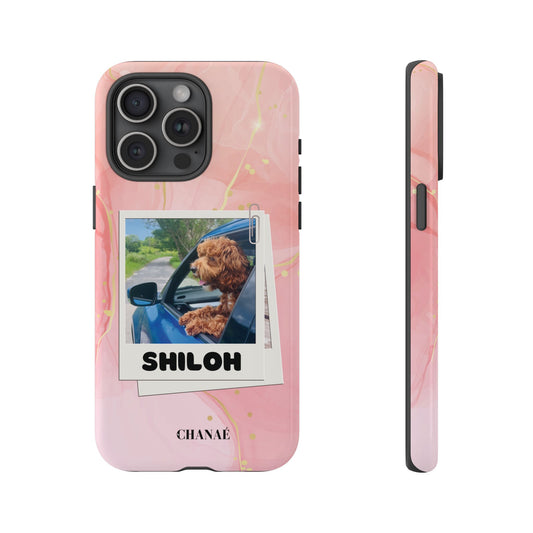 Customisable FurBaby Polaroid iPhone "Tough" Case (Pink Sparkle)