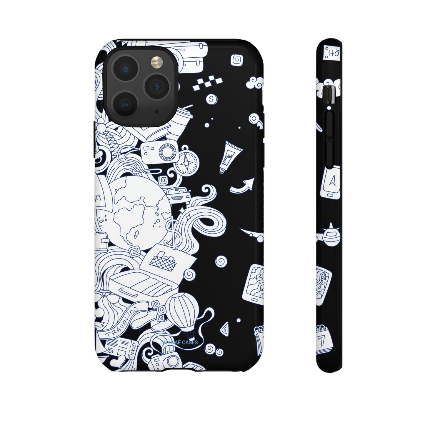 Travel Blues iPhone "Tough" Case (Black)