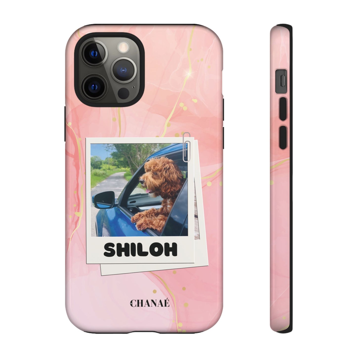 Customisable FurBaby Polaroid iPhone "Tough" Case (Pink Sparkle)