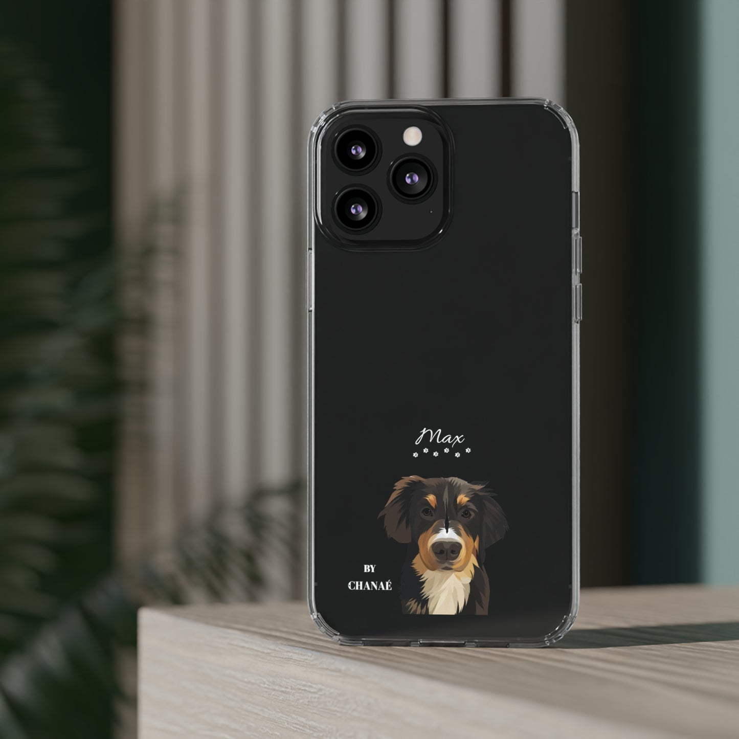 Mini-FurBaby + Name Custom iPhone & Samsung Clear Case (PopSocket Positioned)